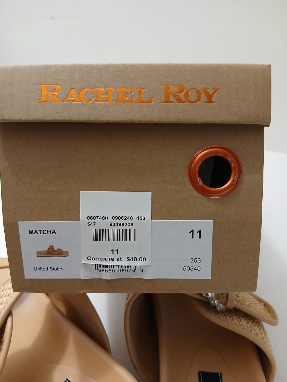 Rachel Roy  Tan Woven Slide Sandals with Crystal Buckles Multiples Sizes New $25 - Picture 7 of 10